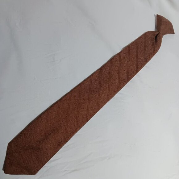 Vintage Brown Sport Cravats Clip-On Necktie Wide Textured Pattern - Picture 1 of 5